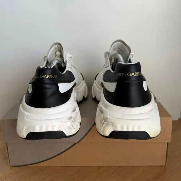 Dolce & Gabbana Daymaster White/Black Men Leather Sneakers - SZ 11